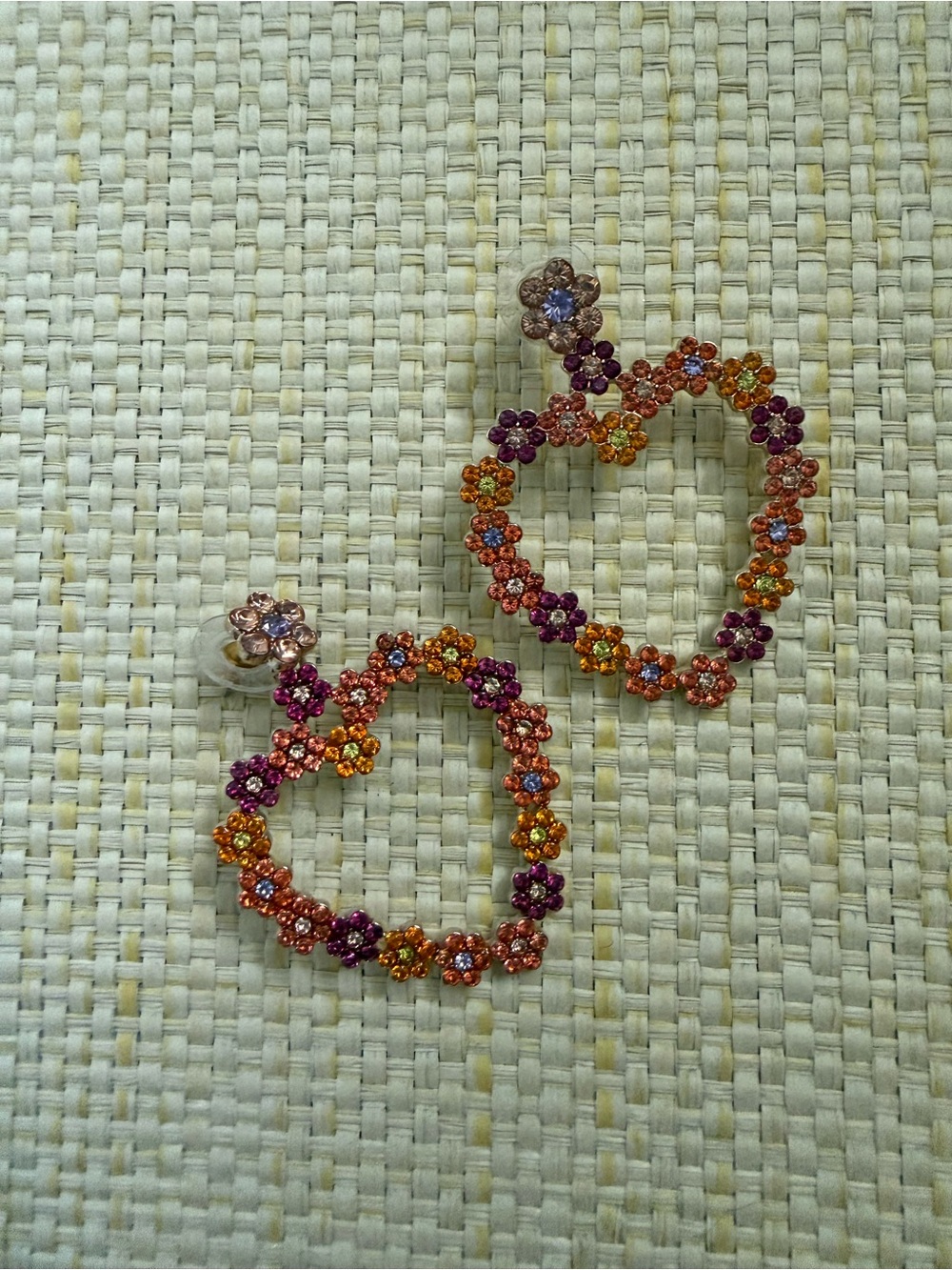 BaubleBar Multicolor Floral Heart Hoop Earrings - Pink Orange Purple